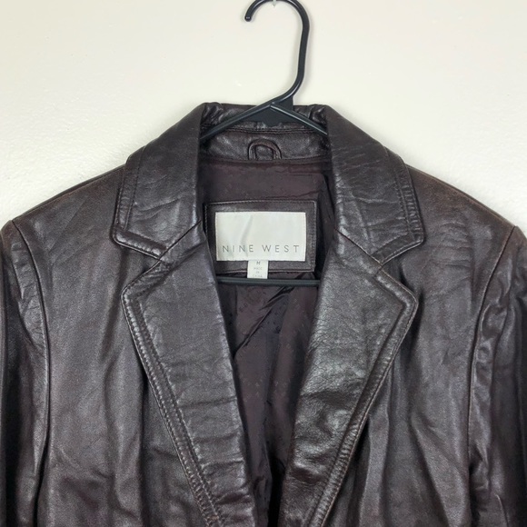 Nine West Brown 100% Leather Coat - Picture 3 of 7